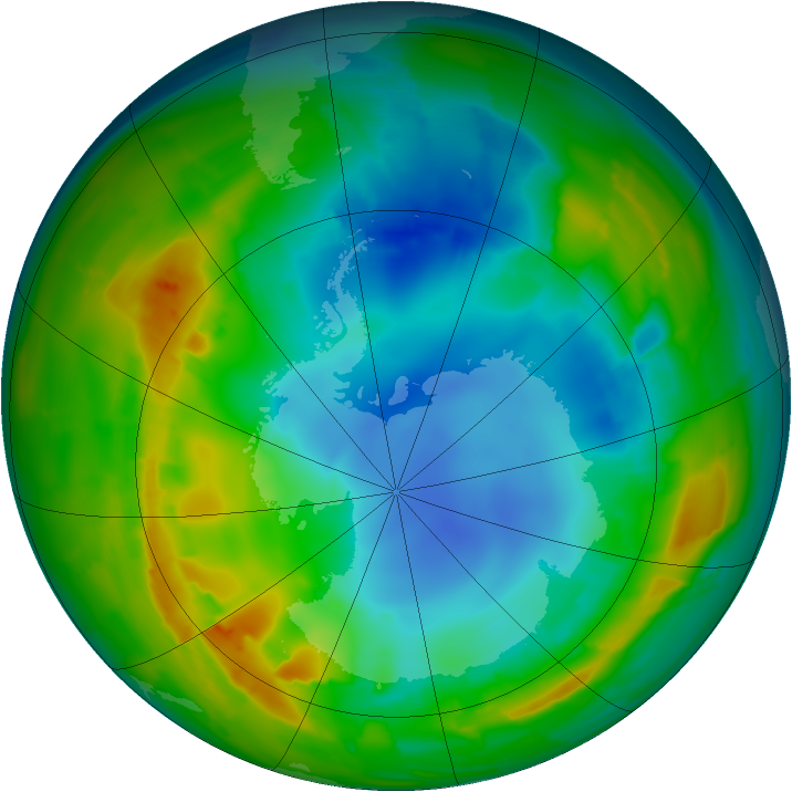 Antarctic ozone map for 06 August 2010
